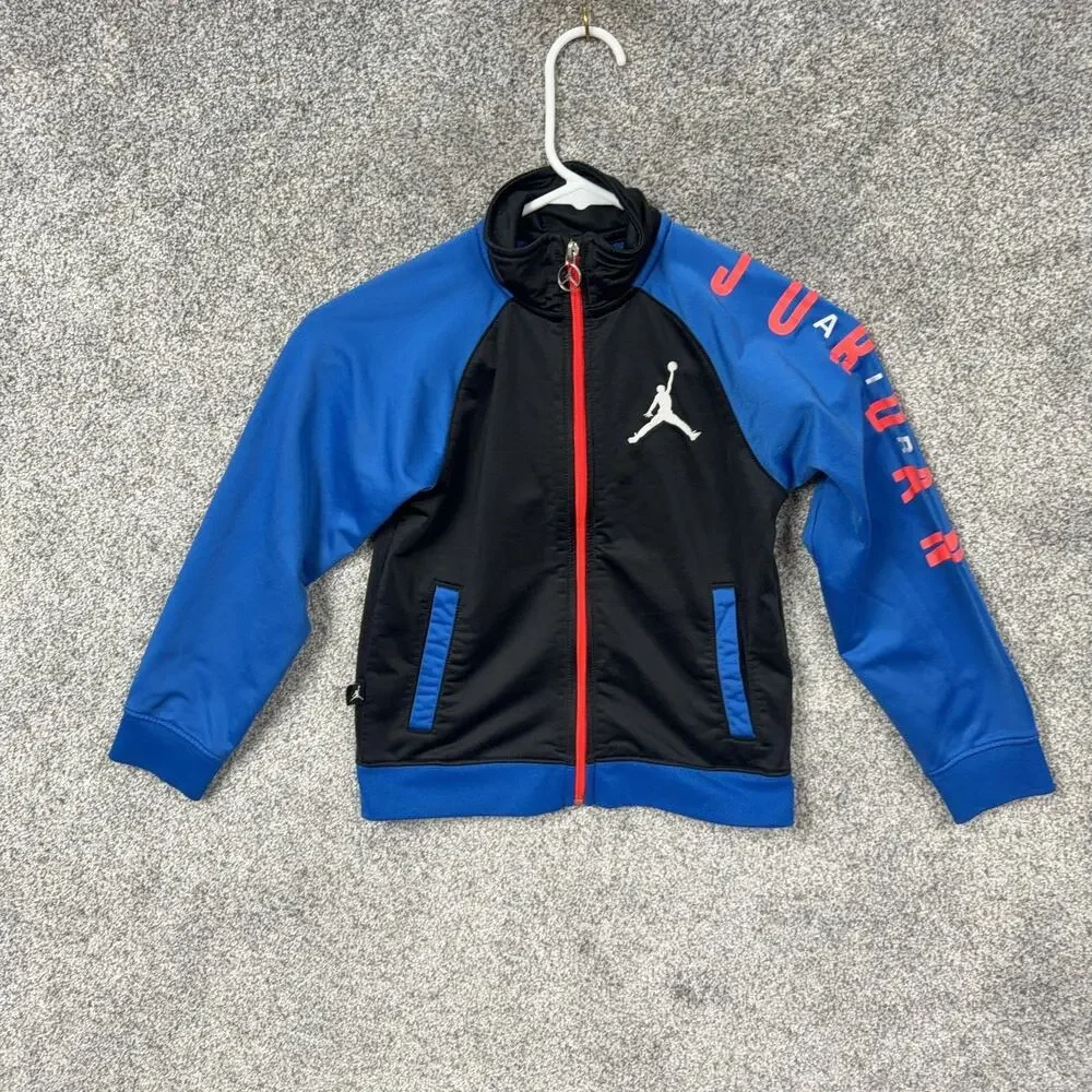 Jordan Track Jacket Kids 6X/7 Black Colorblock Full Zip Basketball Athleisure